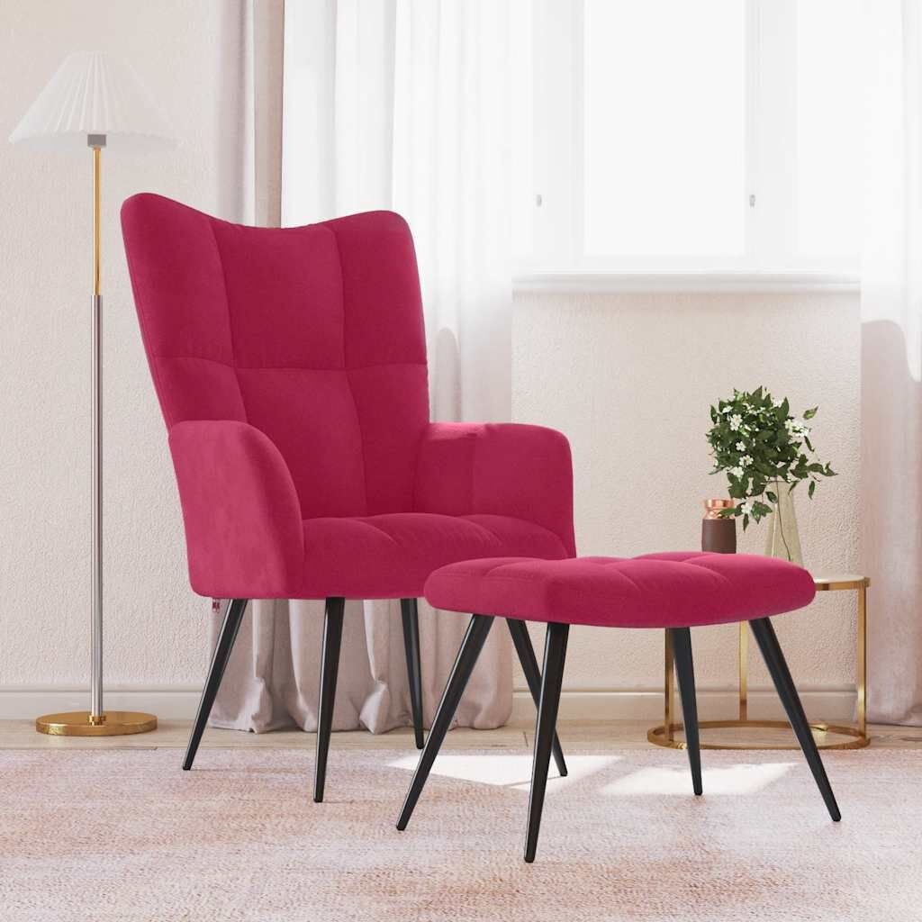 Samt Relaxsessel mit Fußhocker Weinrot - Jetzt bis zu 35% Rabatt sichern!