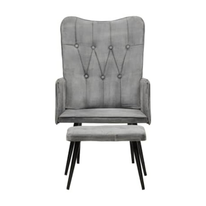 Vintage Sessel mit Fußhocker, Grau - Jetzt bis zu 35% Rabatt sichern