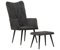 Sessel mit Fußhocker in Schwarz - Vintage-Stil - bis zu 35% Rabatt