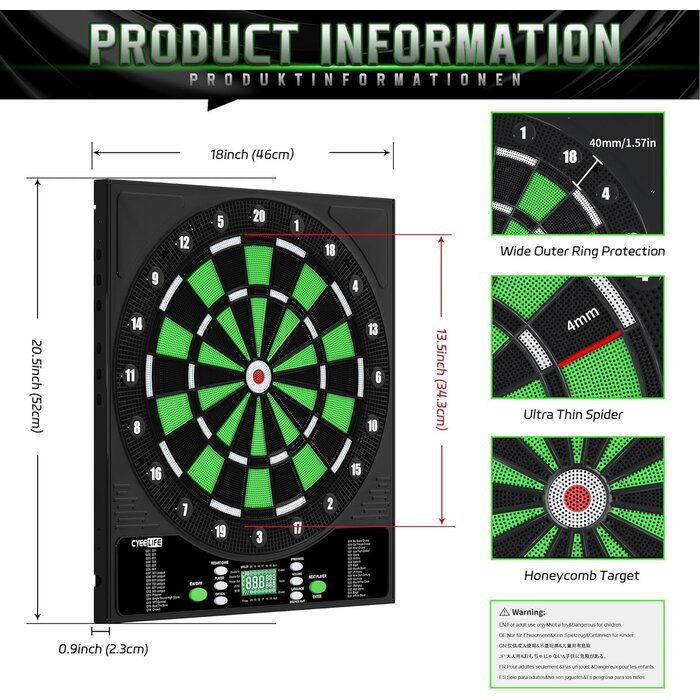 Elektronische Dartscheibe für 8 Spieler - Jetzt bis zu 35% Rabatt sichern!