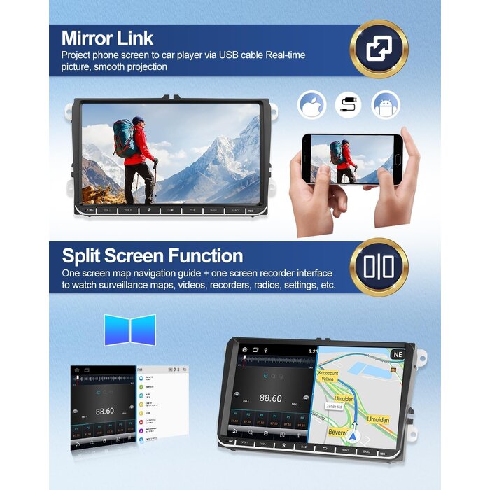 Android 13 Autoradio für VW & Skoda - 9 Zoll Touchscreen - bis zu 35% Rabatt