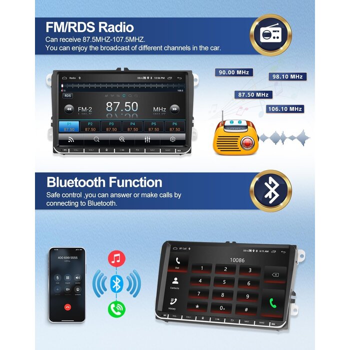 Android 13 Autoradio für VW & Skoda - 9 Zoll Touchscreen - bis zu 35% Rabatt