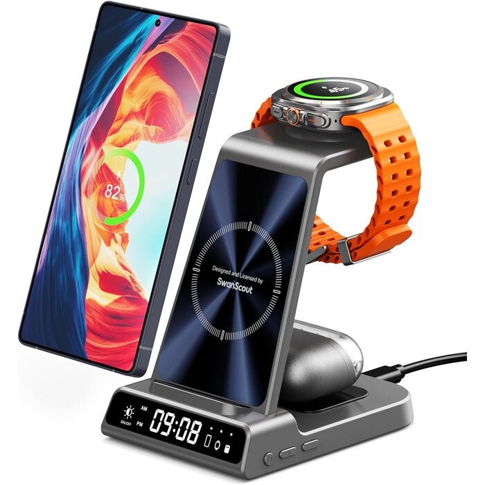 3-in-1 Induktionsladestation mit Digitaluhr - Bis zu 35 % Rabatt