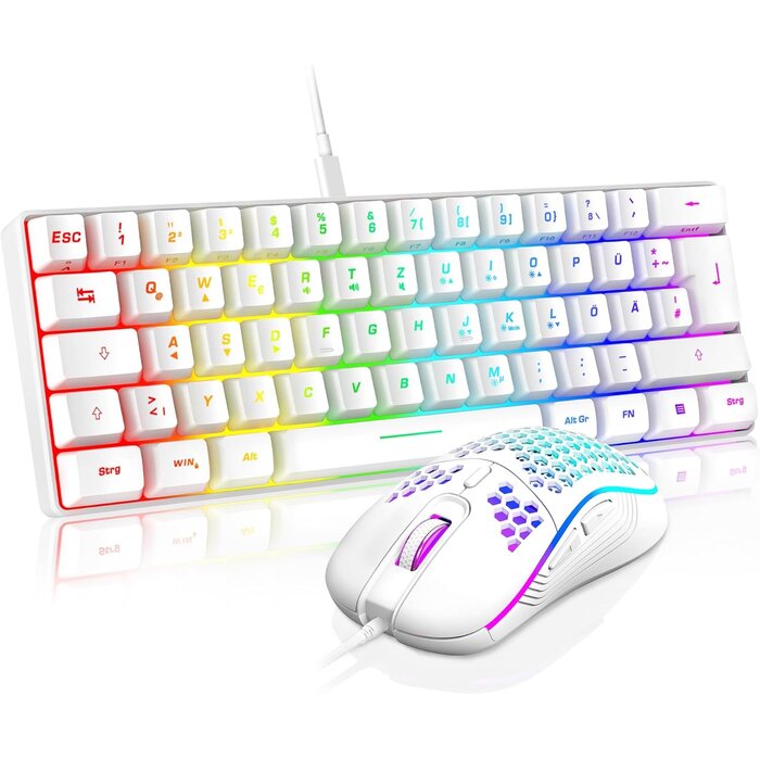 Kabelloses 60% Gaming-Tastatur & Maus Set - QWERTZ - Bis zu 35% Rabatt