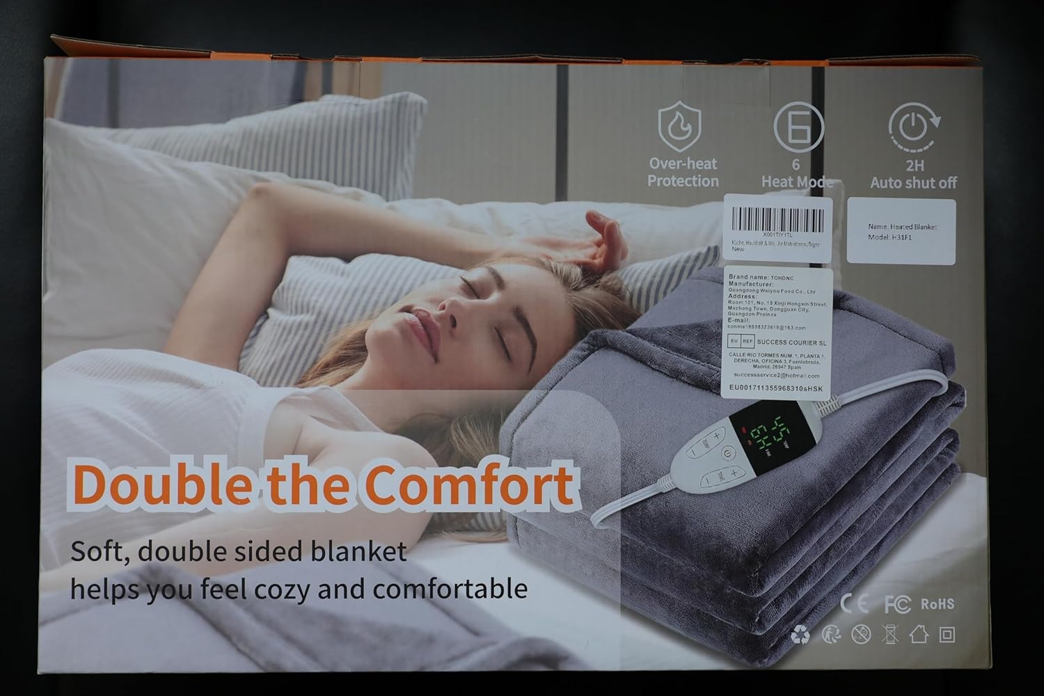 Beheizbare Fleecedecke 180x150cm Grau - Bis zu 35% Rabatt