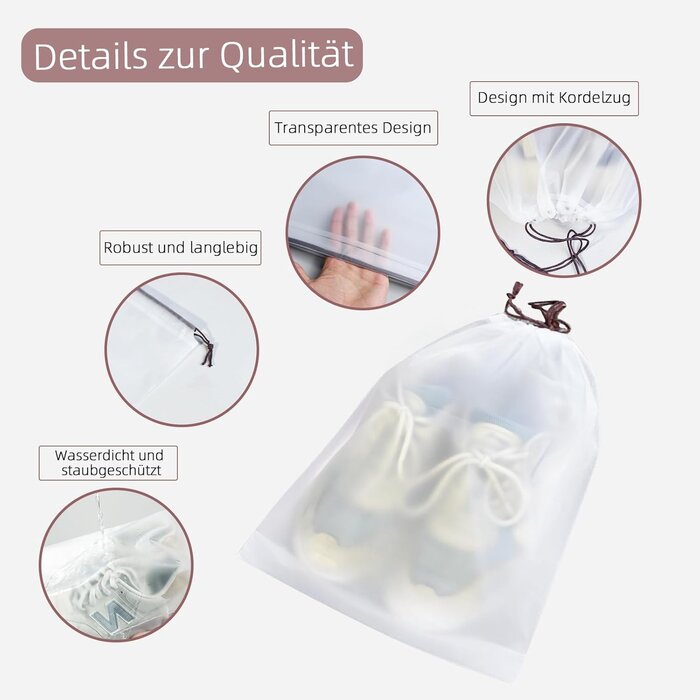 10-tlg. Schuhbeutel Set, wasserdicht, transparent - bis zu 35 % Rabatt!