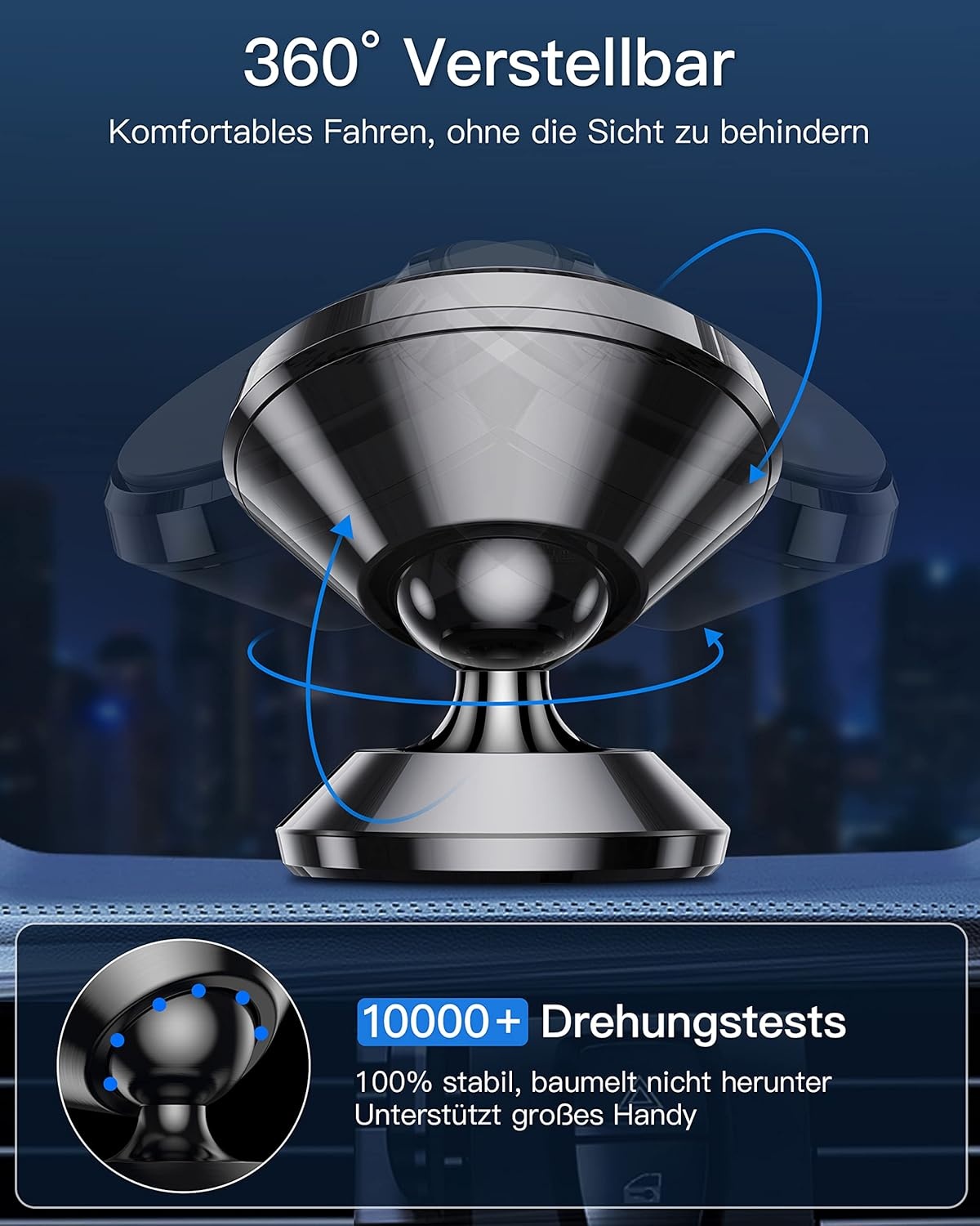 Magnetische Autohalterung, 360° drehbar, Alu - Bis zu 35% Rabatt