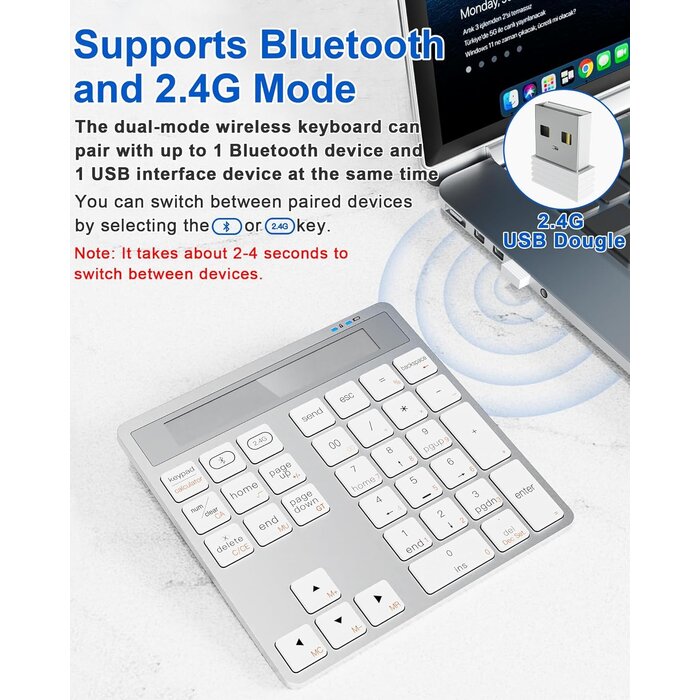 2-in-1 Bluetooth Ziffernblock & Taschenrechner Aluminium - bis zu 35% Rabatt