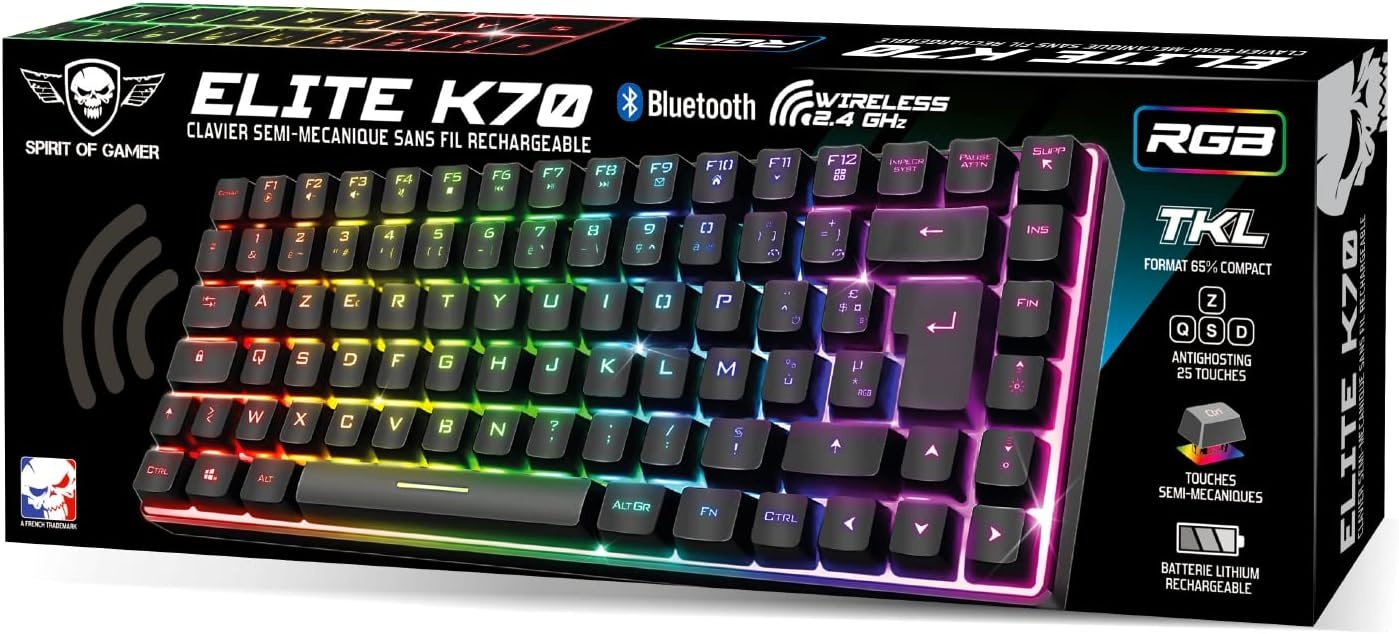 Kompakte Kabellose Gaming-Tastatur AZERTY RGB - Bis zu 35% Rabatt