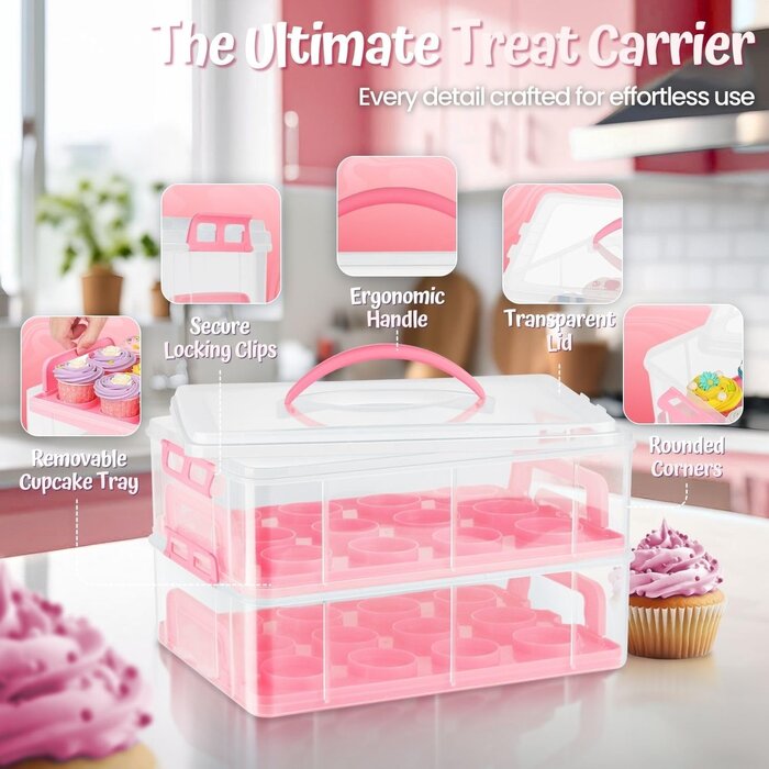 Torten- & Cupcake-Transportbehälter Rosa - bis zu 35% günstiger im Outlet