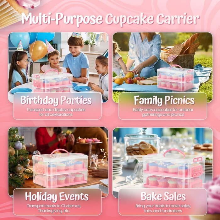 Torten- & Cupcake-Transportbehälter Rosa - bis zu 35% günstiger im Outlet