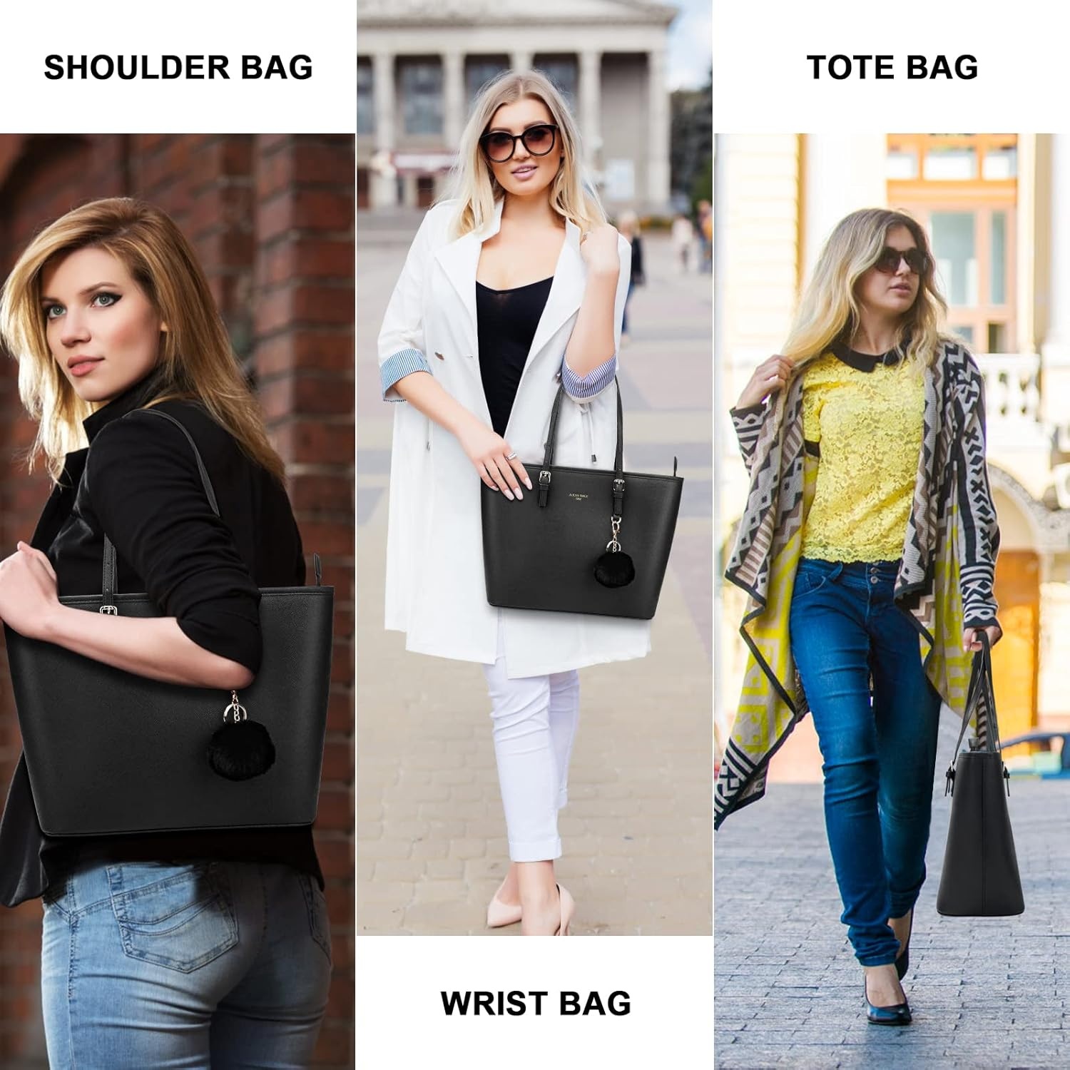 Elegante Damen Laptop-Tasche (15,6 Zoll) - Schwarz - bis zu 35% Rabatt