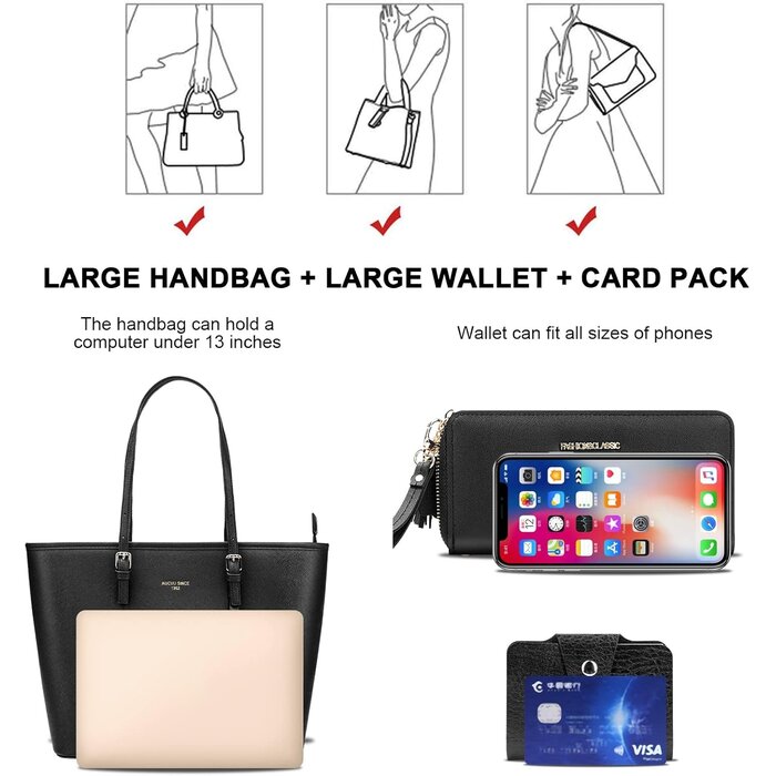 Elegante Damen Laptop-Tasche (15,6 Zoll) - Schwarz - bis zu 35% Rabatt
