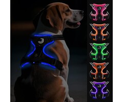 Leuchtendes Anti-Zug Hundegeschirr M - Schwarz-Blau - bis zu 35% Rabatt