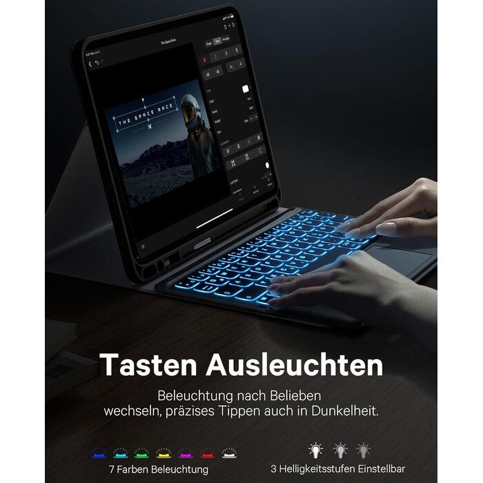 iPad Tastaturhülle mit Touchpad & QWERTZ - Schwarz - Bis zu 35% Rabatt
