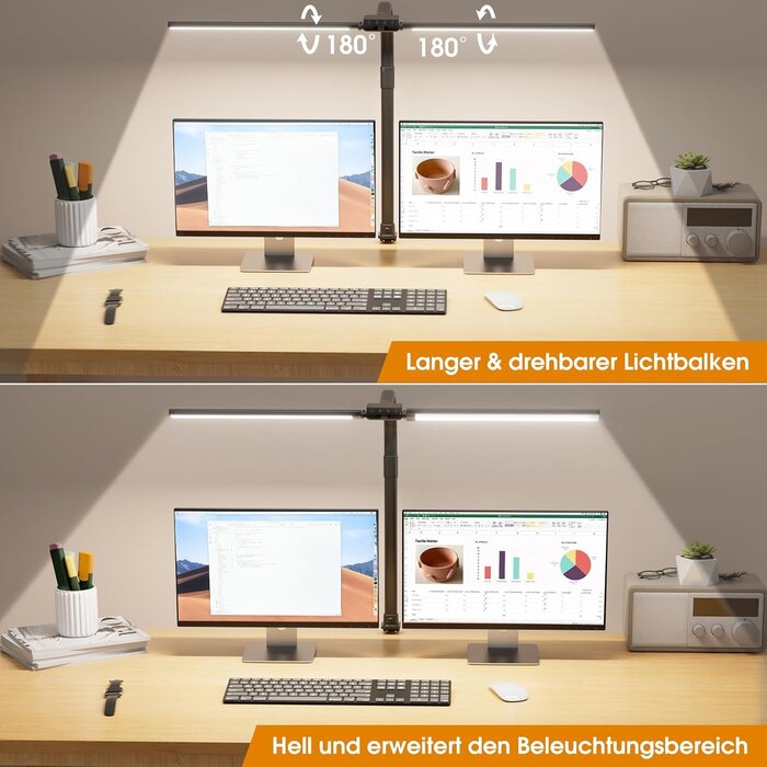 LED Doppelkopf-Schreibtischlampe dimmbar - bis zu 35% Rabatt im Outlet