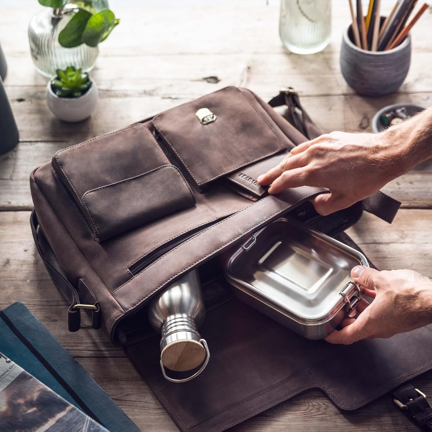 Vintage Laptoptasche aus echtem Büffelleder - jetzt bis zu 35% günstiger