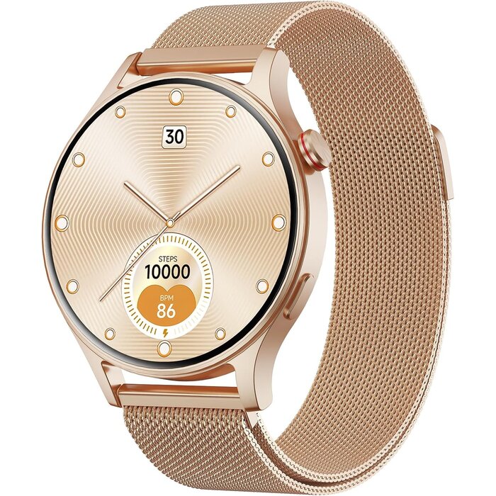 Elegante AMOLED Smartwatch in Gold - Bis zu 35% Rabatt im Outlet