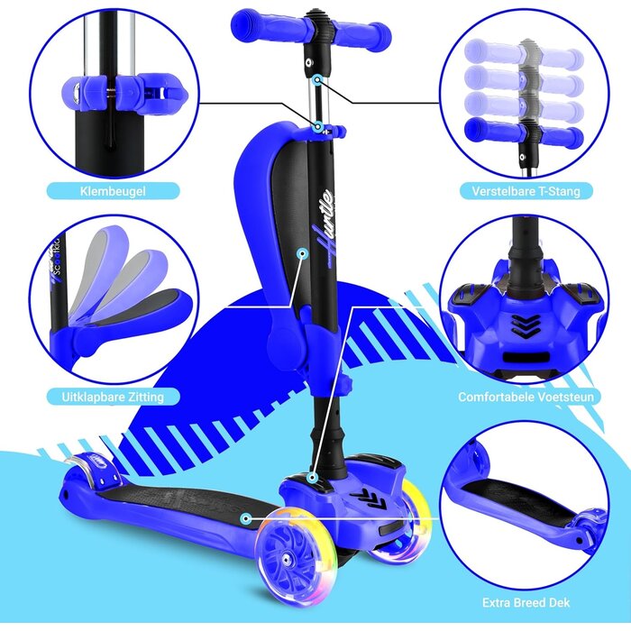 3-Rad-Kinderroller mit LED-Rädern & Sitz - Faltbar - bis zu 35% Rabatt