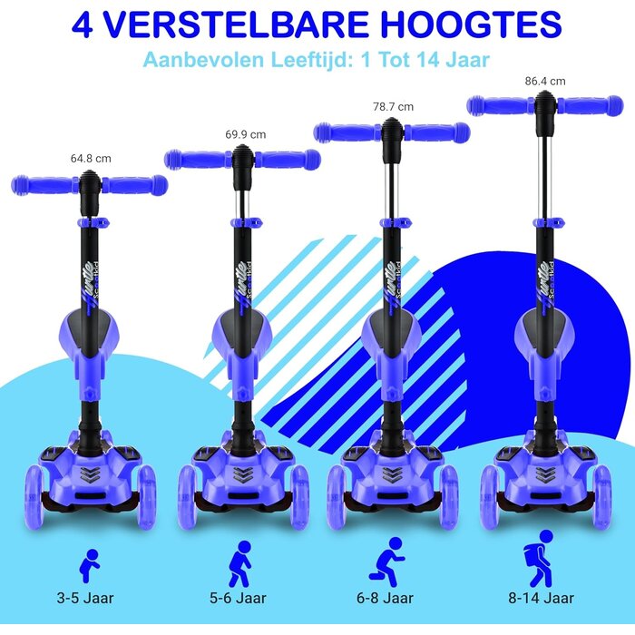 3-Rad-Kinderroller mit LED-Rädern & Sitz - Faltbar - bis zu 35% Rabatt