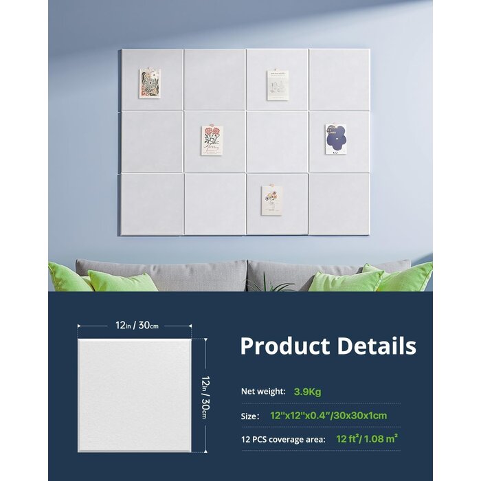 Akustikpaneele 30x26 cm, 12er Set, Weiß - Jetzt bis zu 35% Rabatt sichern