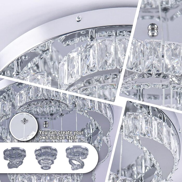LED-Kristall-Deckenleuchte 40cm, Blumen-Design, Dimmbar, bis zu 35% Rabatt