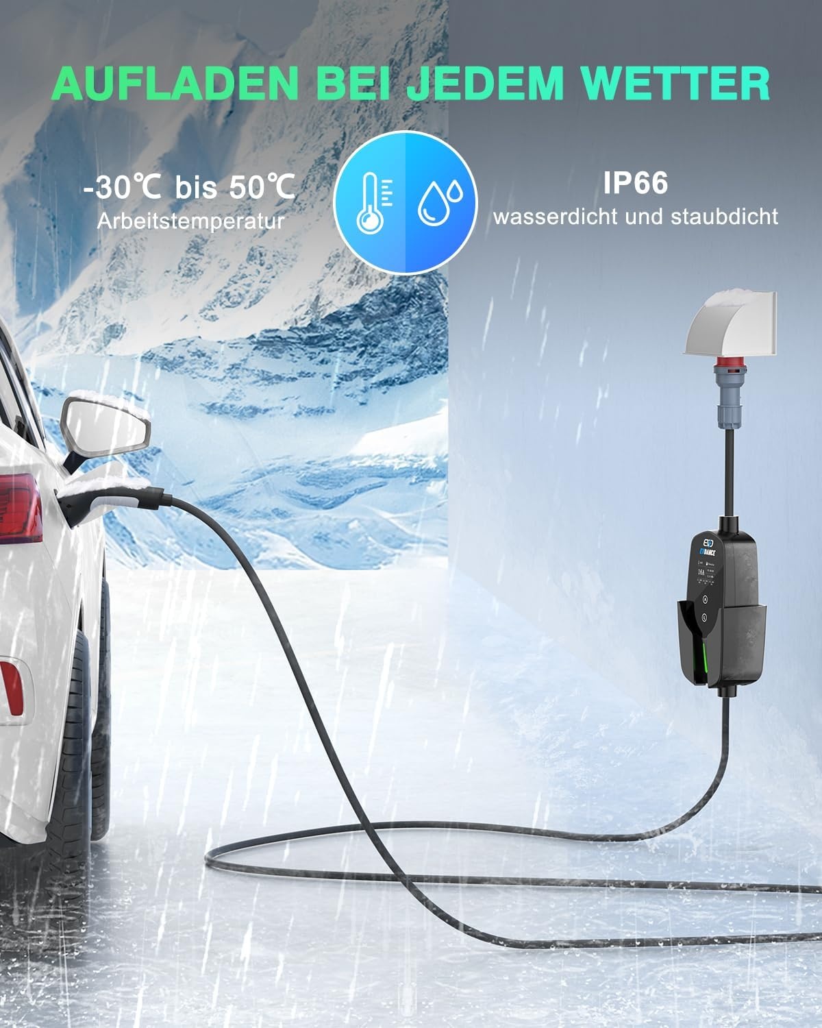 Mobile Wallbox 11 kW Typ 2 Ladegerät, 3-phasig, 7,8m - bis zu 35% Rabatt