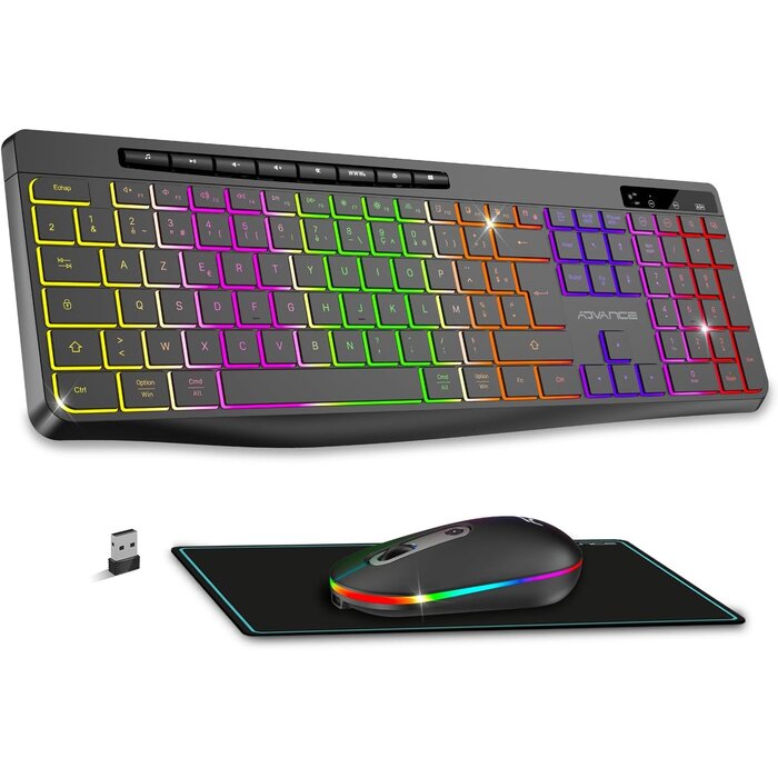 Kabelloses RGB-Tastatur-Maus-Set Schwarz - Jetzt bis zu 35% Rabatt sichern