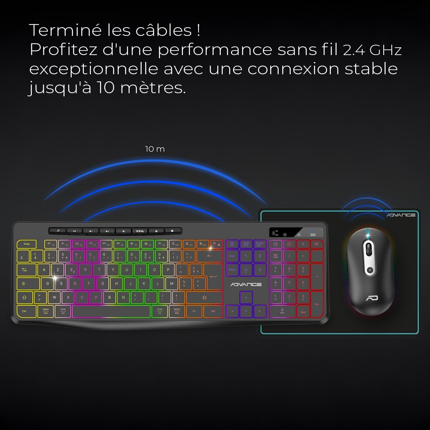 Kabelloses RGB-Tastatur-Maus-Set Schwarz - Jetzt bis zu 35% Rabatt sichern