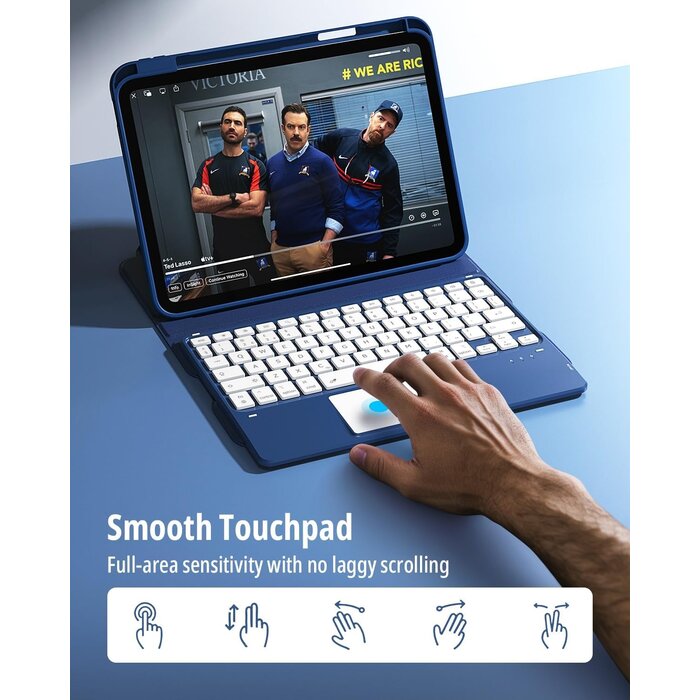 360° drehbare iPad Tastatur-Hülle mit Touchpad (Ozeanblau) - bis zu 35% Rabatt