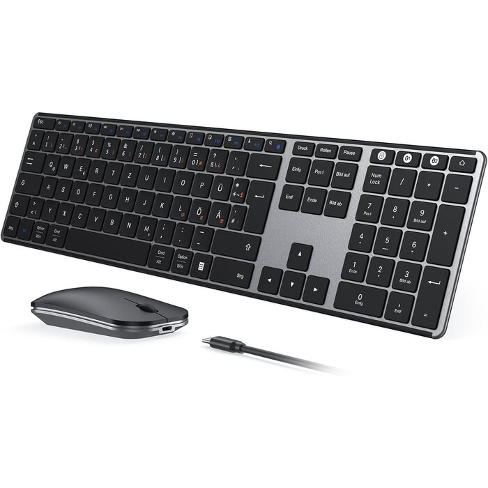 Kabelloses QWERTZ-Tastatur & Maus Set - Ultraflach & Wiederaufladbar, bis zu 35%
