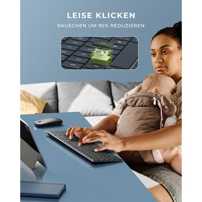 Kabelloses QWERTZ-Tastatur & Maus Set - Ultraflach & Wiederaufladbar, bis zu 35%