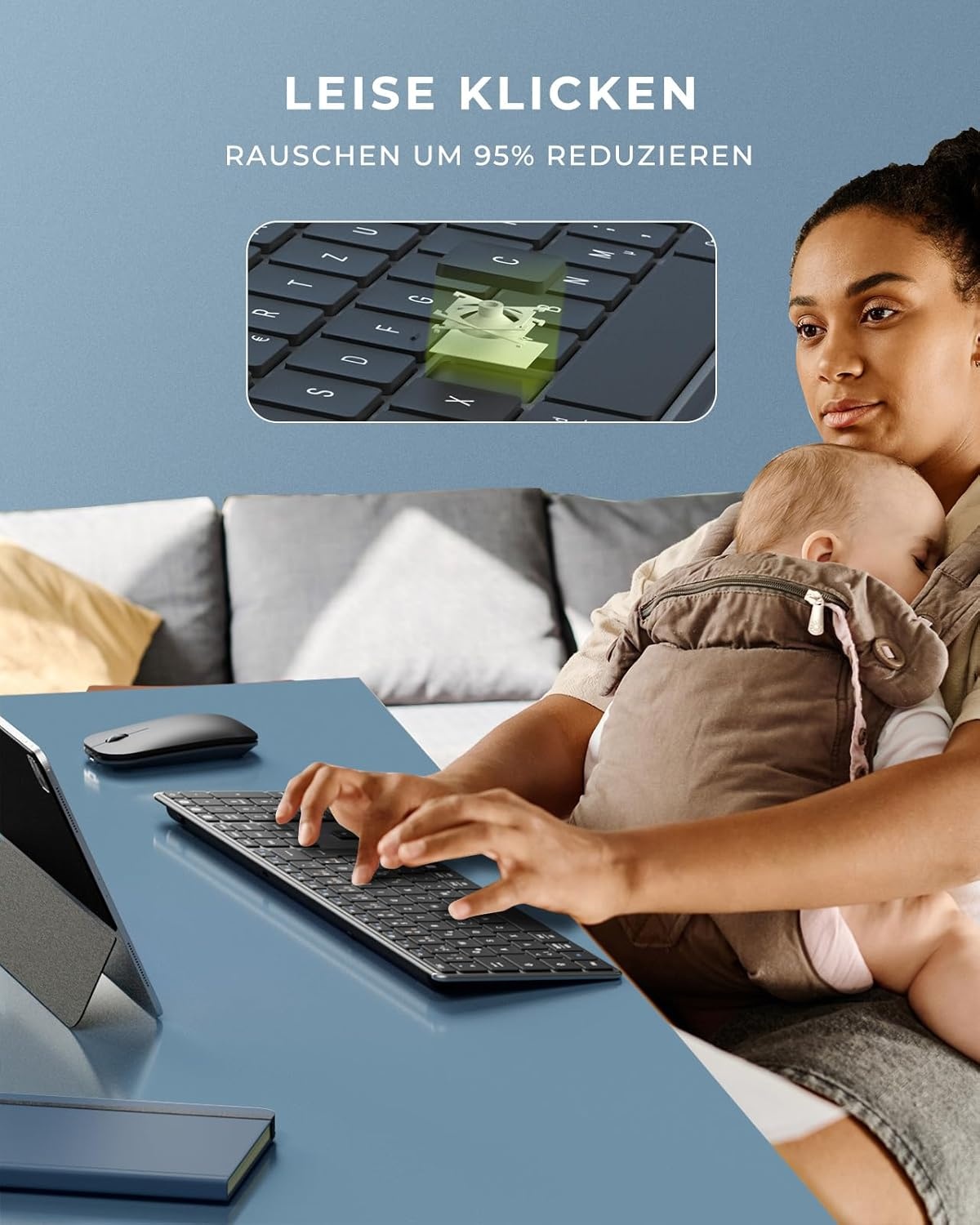 Kabelloses QWERTZ-Tastatur & Maus Set - Ultraflach & Wiederaufladbar, bis zu 35%