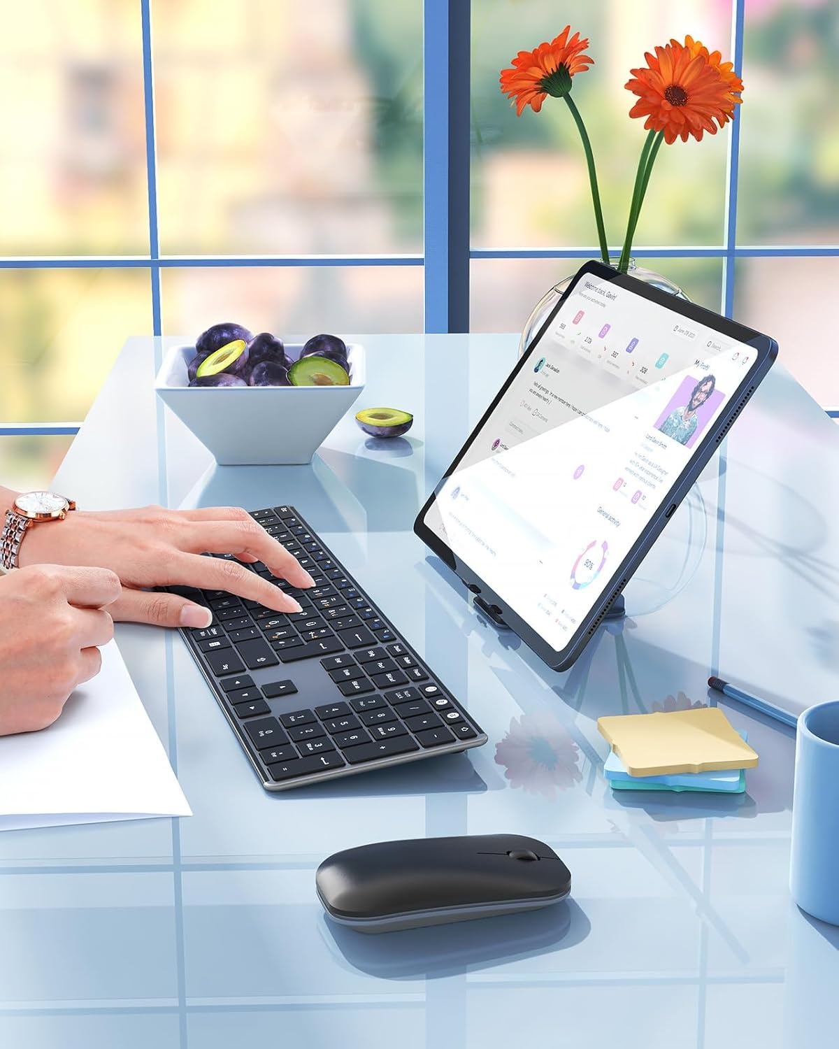 Kabelloses QWERTZ-Tastatur & Maus Set - Ultraflach & Wiederaufladbar, bis zu 35%