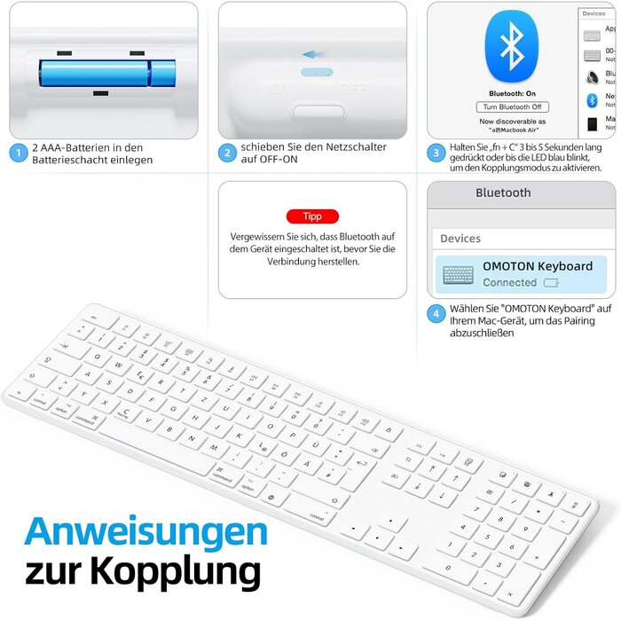 Kabellose Bluetooth-Tastatur für Mac - QWERTZ - Bis zu 35 % Rabatt