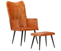 Eleganter Echtleder-Sessel mit Fußhocker - bis zu 35% Rabatt