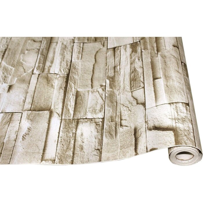 Vintage Ziegelstein-Tapete selbstklebend Beige 45x300cm - bis zu 35% Rabatt