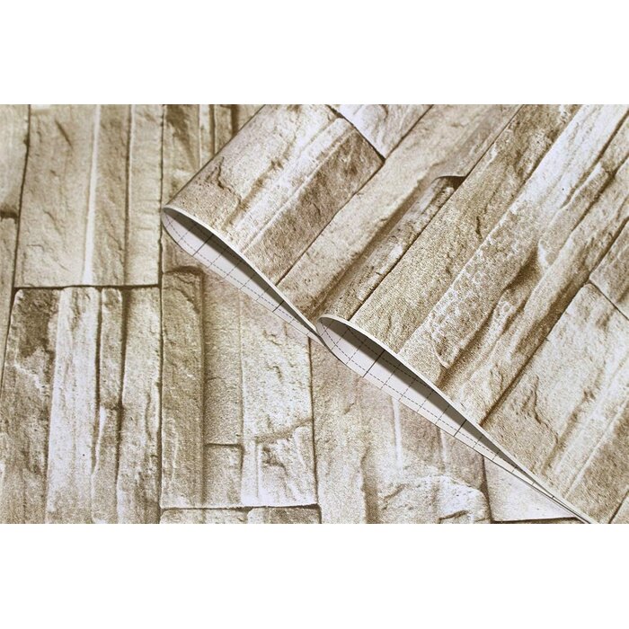 Vintage Ziegelstein-Tapete selbstklebend Beige 45x300cm - bis zu 35% Rabatt