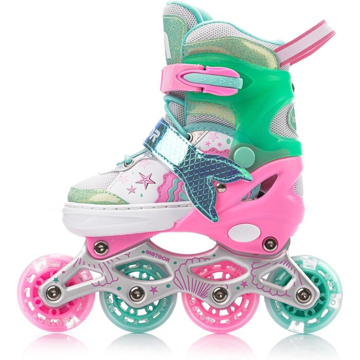 Verstellbare Kinder-Inline-Skates mit LED-Rollen - Meerjungfrau - bis zu 35% Rabatt