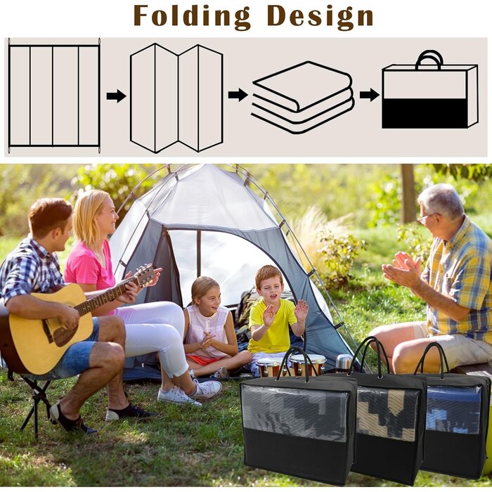 Großer Outdoor-Teppich 274x365cm, Wendematte Schwarz-Grau - bis zu 35% reduziert