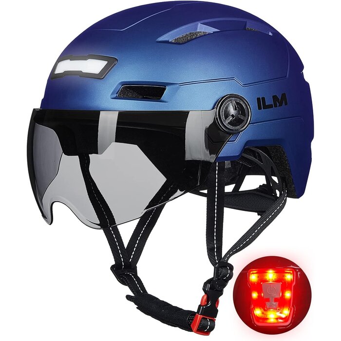 Fahrradhelm mit LED-Licht & Visier (Gr. S-M) - Bis zu 35% Rabatt