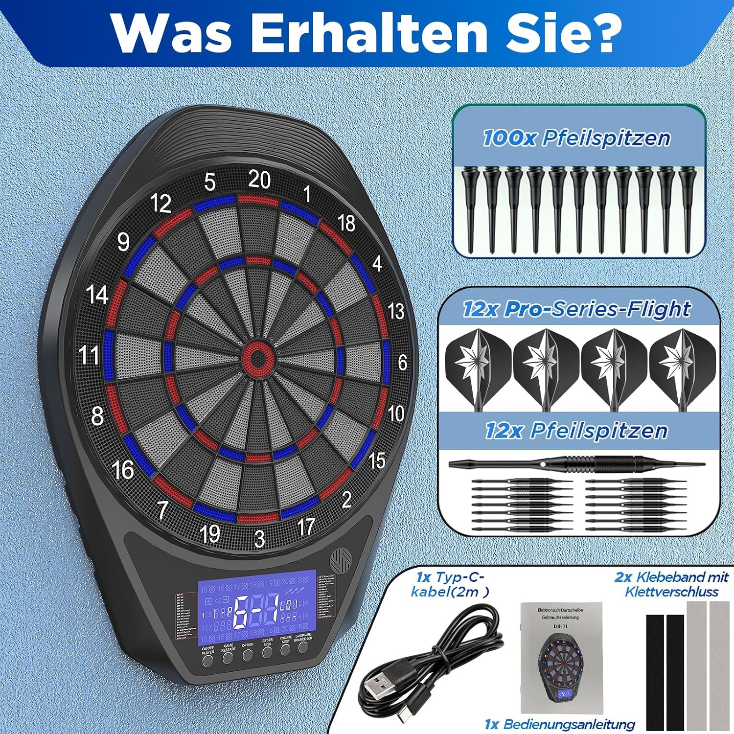 LED-Dartscheibe mit 34 Spielen inkl. Zubehör - Outlet-Schnäppchen bis zu 35% Rabatt