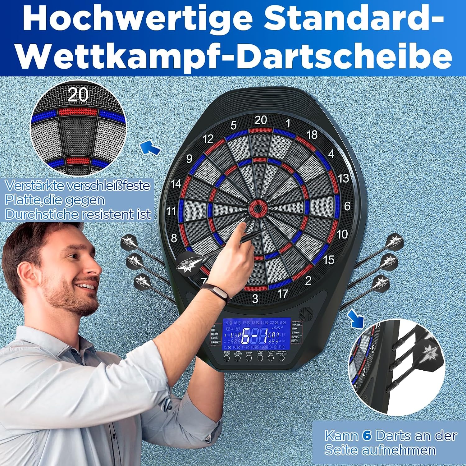 LED-Dartscheibe mit 34 Spielen inkl. Zubehör - Outlet-Schnäppchen bis zu 35% Rabatt