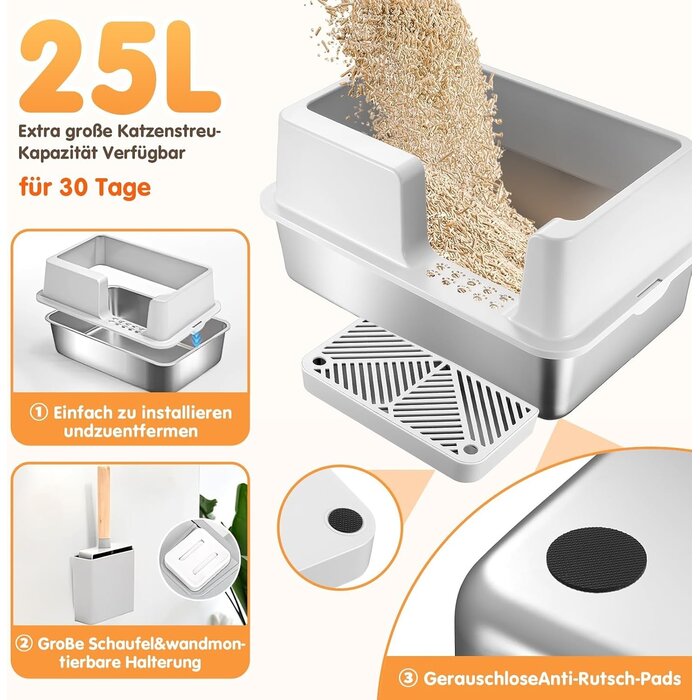 XXL Edelstahl-Katzentoilette - Hygienisch & geruchsneutral - Bis zu 35% Rabatt
