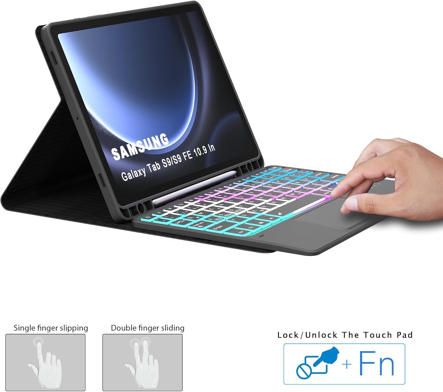 Tastatur-Hülle für Galaxy Tab S9 / S9 FE - QWERTZ mit Touchpad - bis zu 35% Rabatt