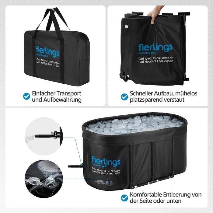 Ovales Eisbad 120 cm - Klappbare Kältewanne - Bis zu 35% Rabatt