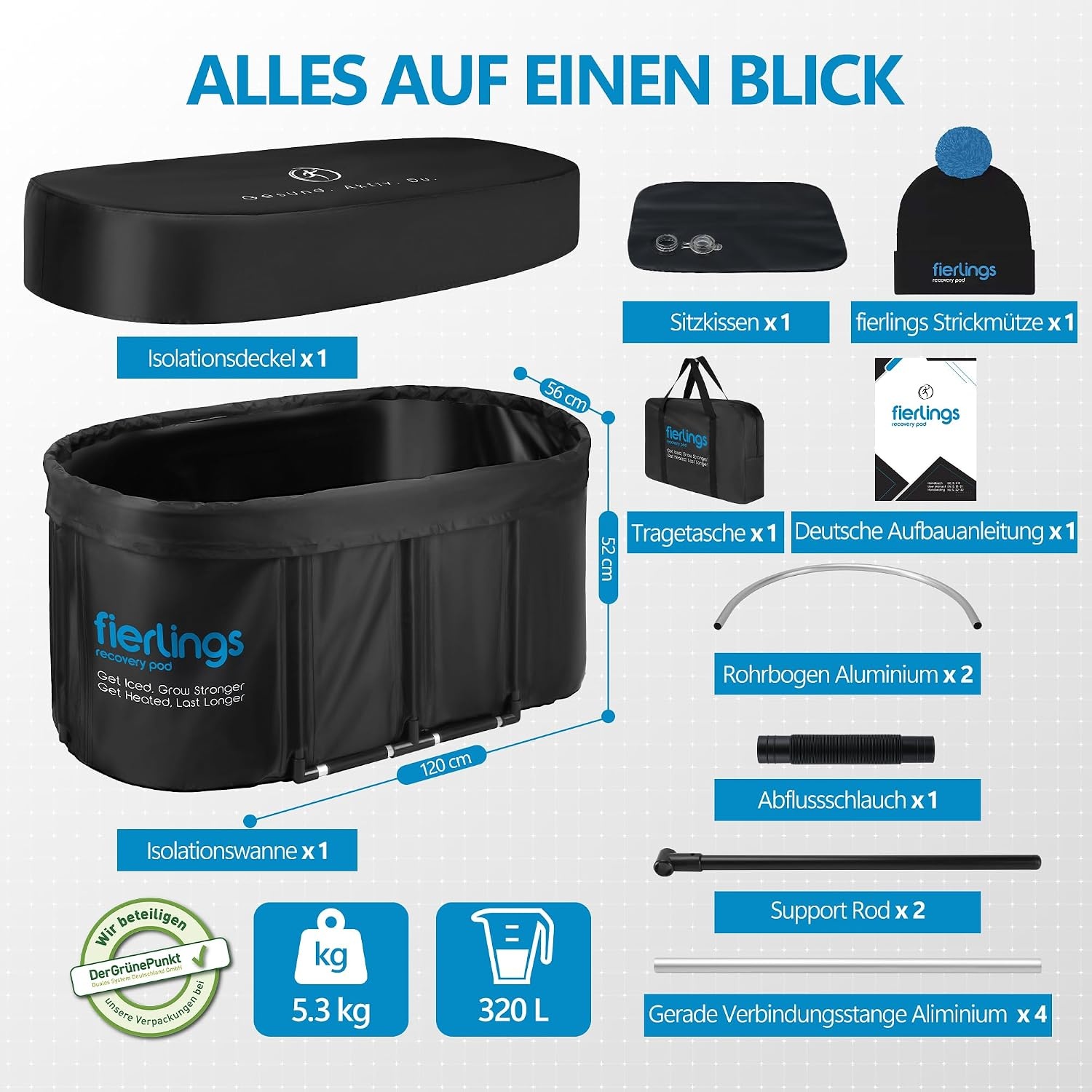 Ovales Eisbad 120 cm - Klappbare Kältewanne - Bis zu 35% Rabatt