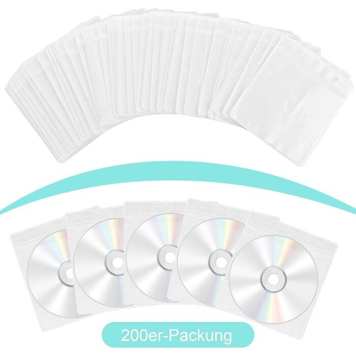 200x CD- & DVD-Schutzhüllen transparent - Platzsparend - bis zu 35% Rabatt