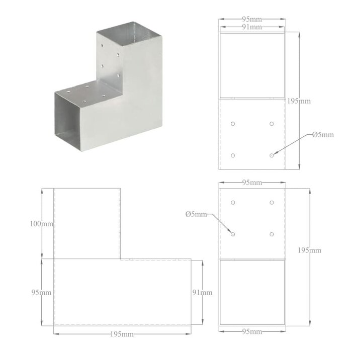 4er Set Pfostenverbinder L-Form 91x91 mm - Jetzt bis zu 70,2% sparen