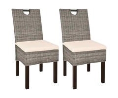 Vidaxl 2er-Set Esszimmerstühle Kubu-Rattan & Mangoholz - Natur - bis zu 78,5% Rabatt